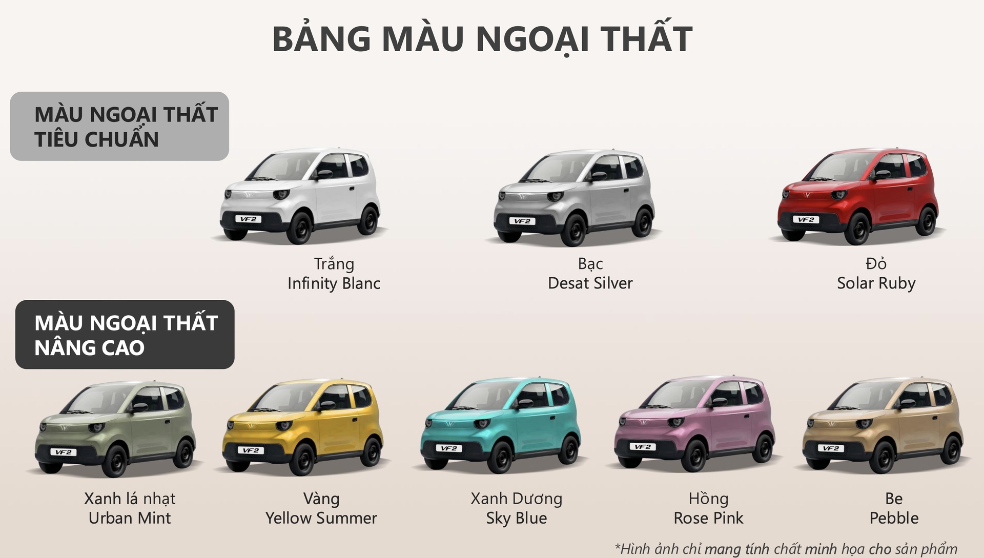 Bảng màu đa dạng đậm cá tính của VF 2